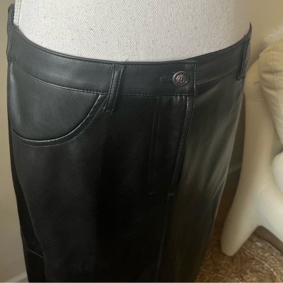 Max Studio Black Faux Leather Long Skirt with Front Slit Size Large NWT - Picture 11 of 13